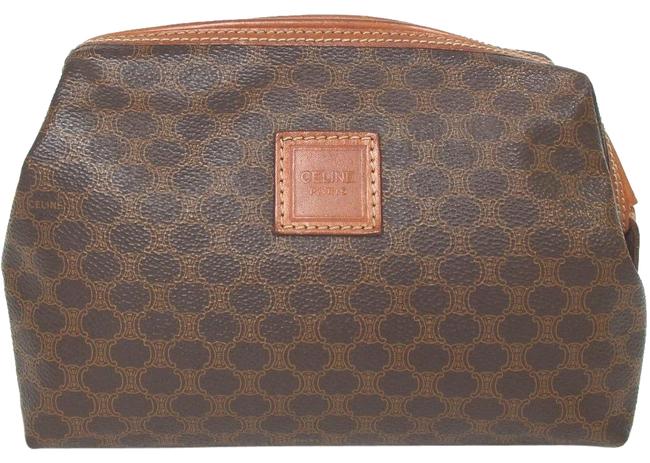 Celine Macadam Pattern Pouch Brown PvcLeather WeekendTravel Bag