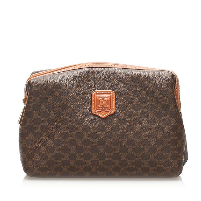 Celine Macadam Pouch Brown Leather Wristlet