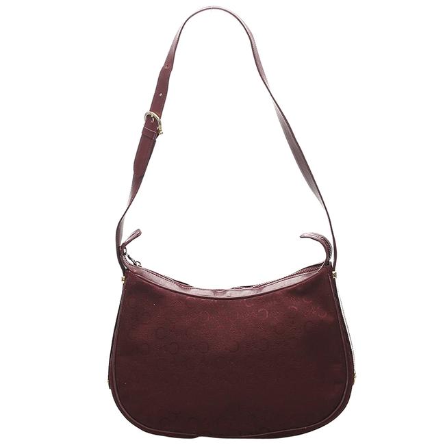 Celine Macadam Red Suede Shoulder Bag