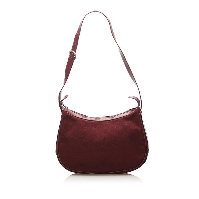 Celine Macadam Suede Red Leather Shoulder Bag