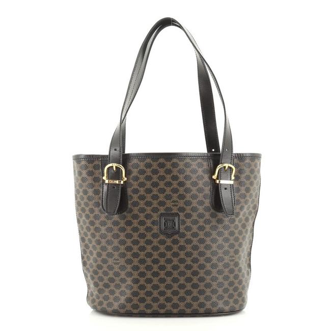 Celine Macadam Vintage Shopper Small Black Coated Canvas Tote