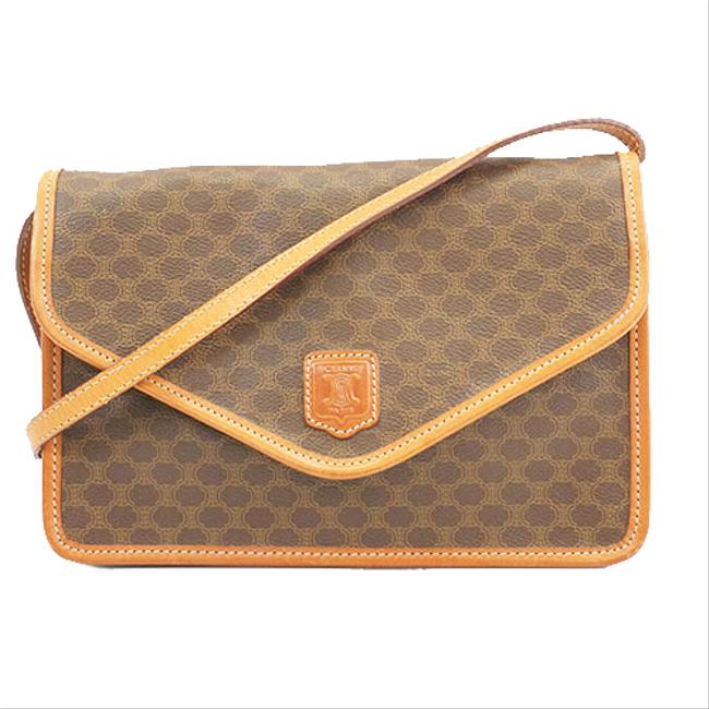 Celine Macadam Womens Brown Pvc Shoulder Bag