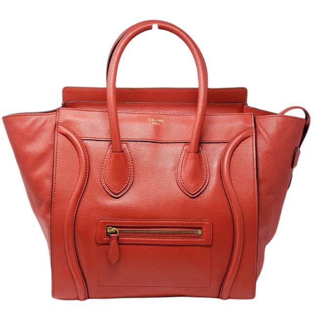 Celine Micro Red Leather Hand Luggage Shoulder Bag