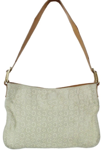 Celine Monogram Ivory Suede Leather Shoulder Bag