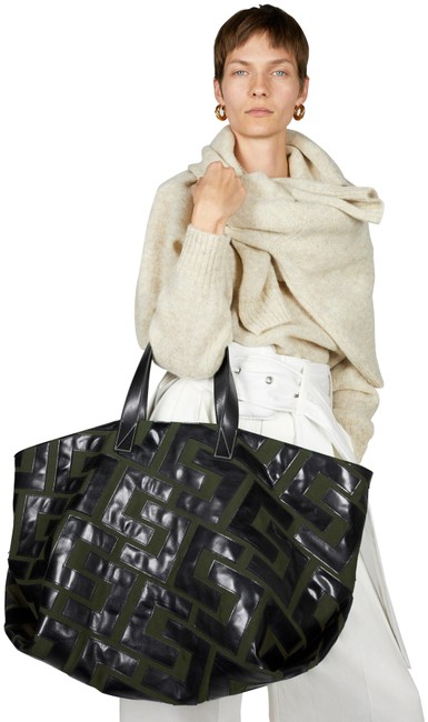 Celine Patchwork Olive Black Leather Tote