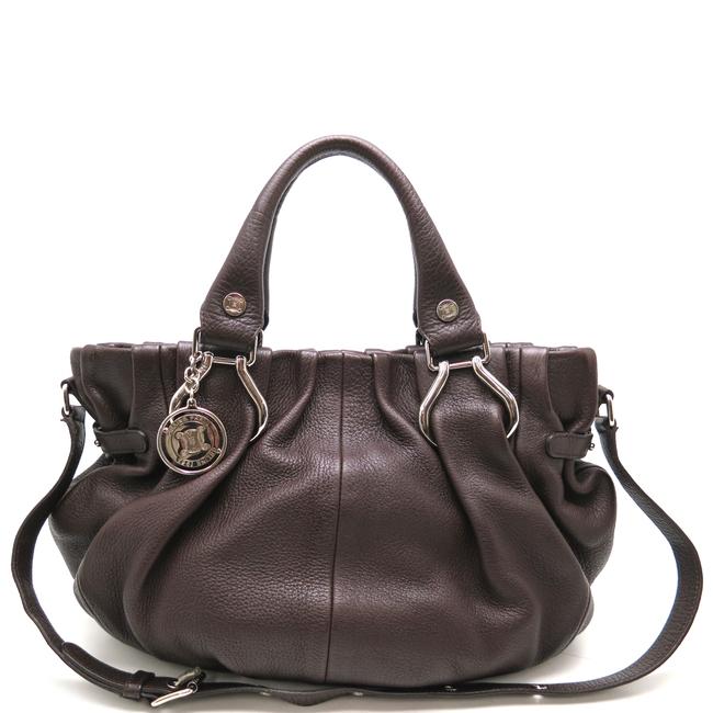 Celine Pillow 2way Handbag Womens Dh51154 Dark Brown Leather Shoulder Bag