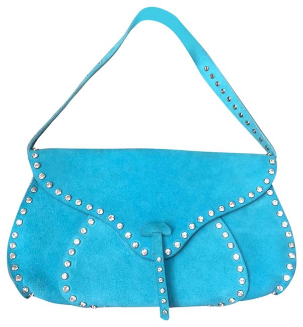 Celine Poulbot Turquoise Suede Leather Shoulder Bag