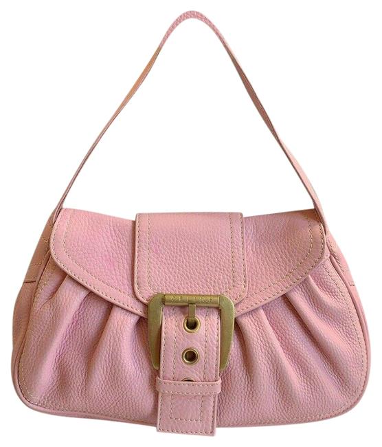 Celine Rare Big Buckle Pebbled Ce1024 Pink Leather Shoulder Bag