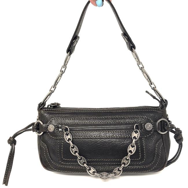 Celine Rare Classic with Logo Chain Dark Brown Leather Shoulder Bag