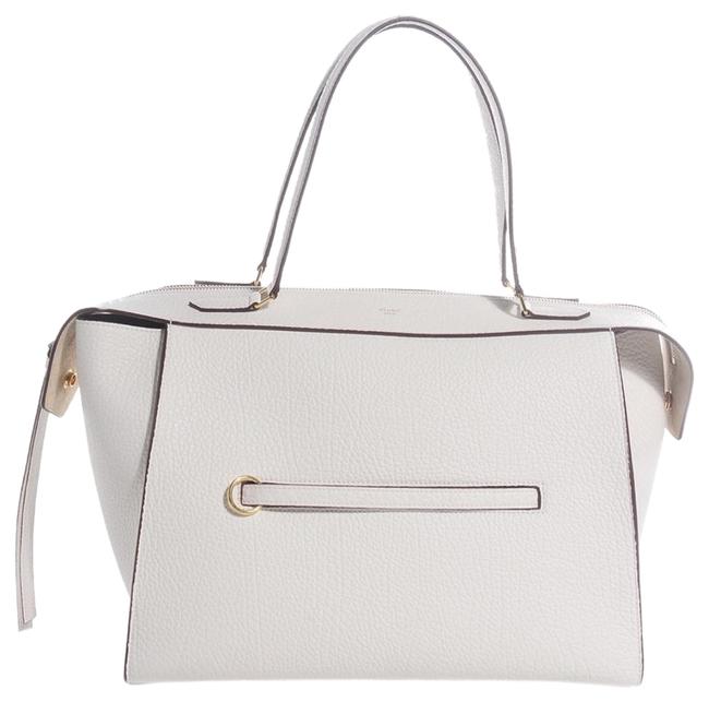 Celine Ring Medium Ivory Calfskin Leather Tote