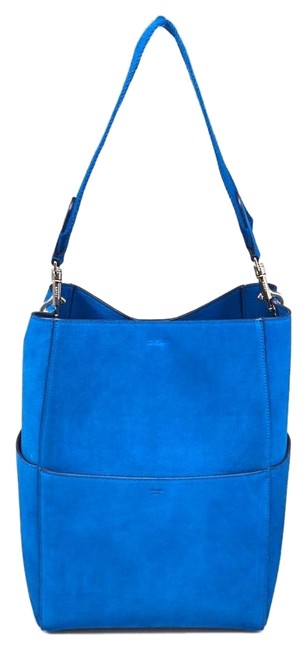 Celine Sangle Blue Suede Medium Seau Tote
