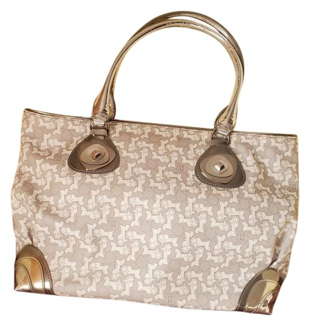 Celine Shoulder Vintage Horse Carriage Silver and White Pvc WeekendTravel Bag