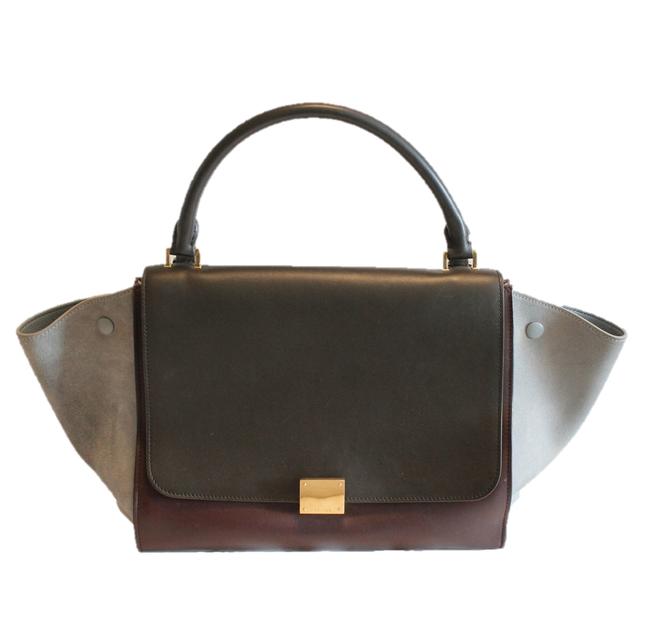 Celine Sky Hand Burgundy Blue Calfskin Black Tote