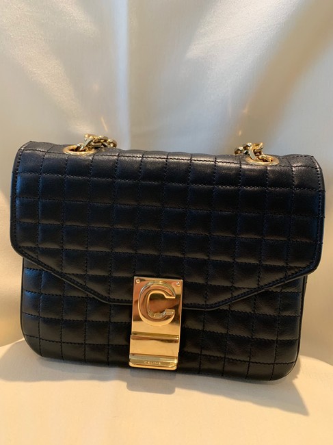 Celine Small Black Calfskin Leather Shoulder Bag