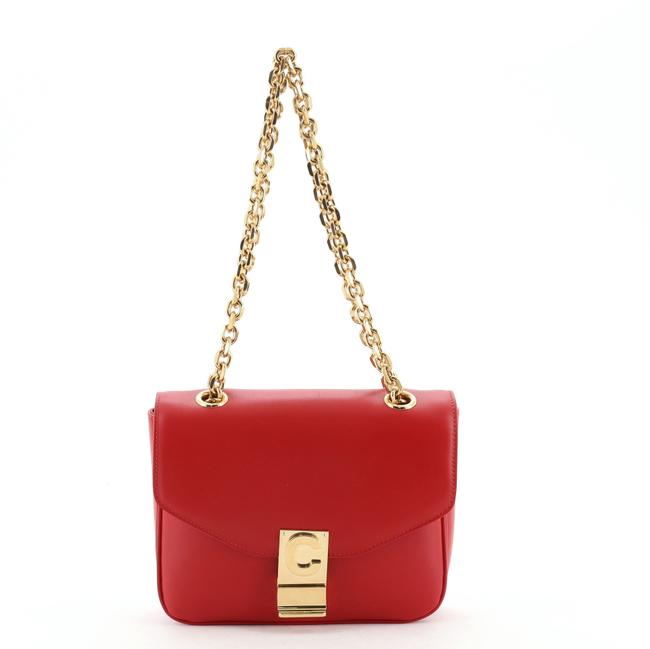 Celine Small Red Leather Shoulder Bag