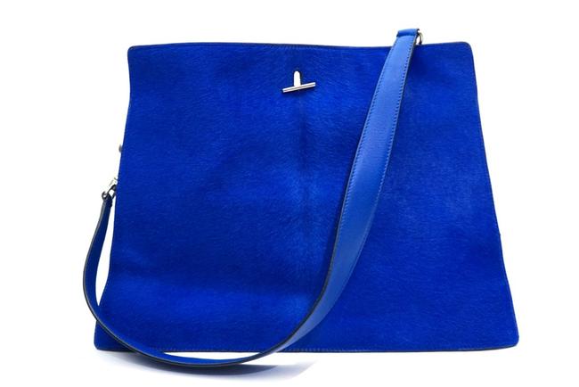 Celine The New Cobalt Leather Blue Pony Fur Shoulder Bag