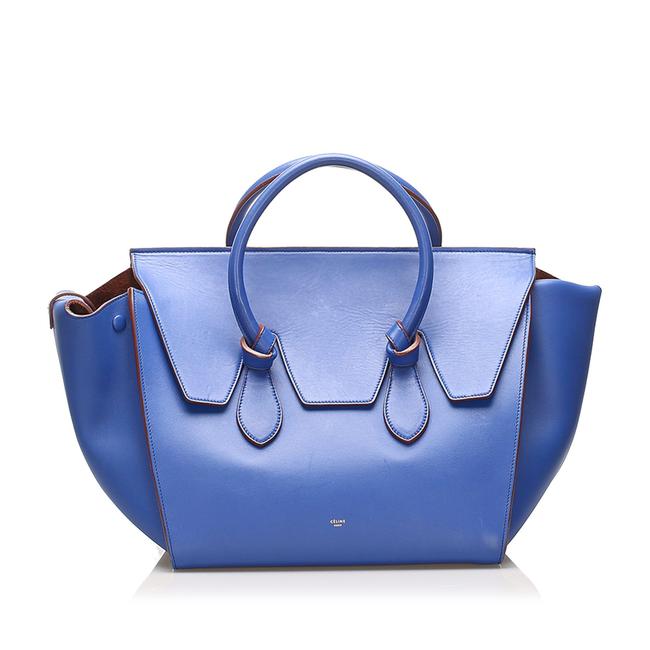 Celine Tie Handbag Blue Leather Shoulder Bag