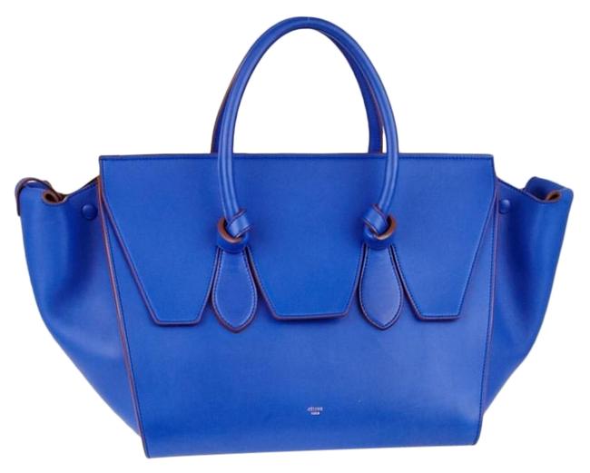 Celine Tie Knot 1ck1204 Blue Calfskin Leather Tote