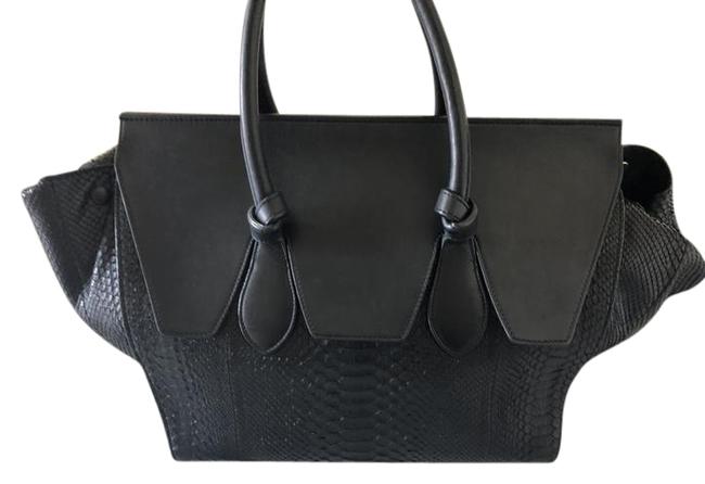 Celine Tie Knot Medium Black Python Skin Tote