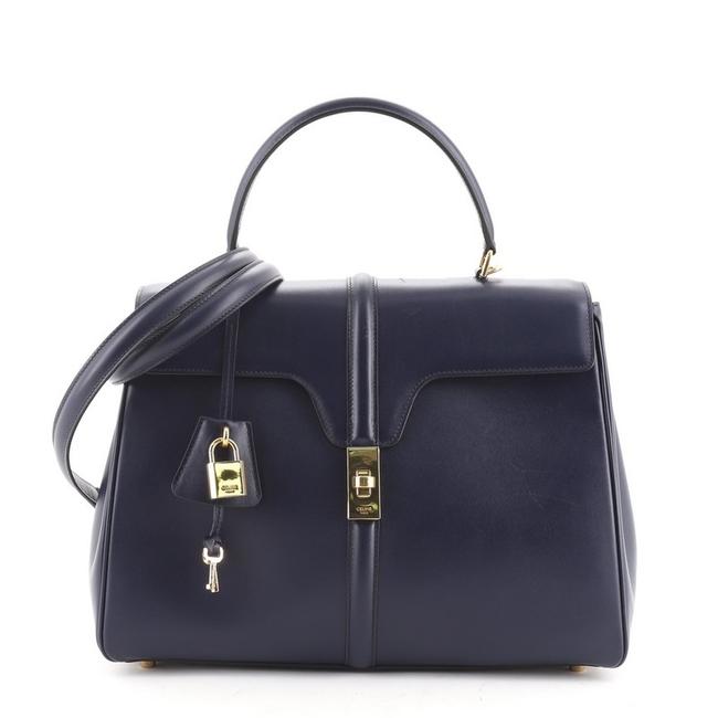 Celine Top Handle Bag 16 Smooth Calfskin Medium Blue Leather Tote