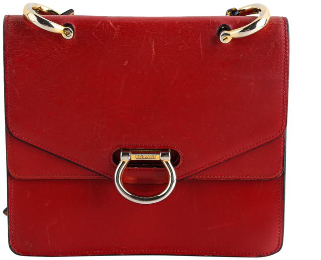 Celine Tortoise Chain Link Red Leather Shoulder Bag