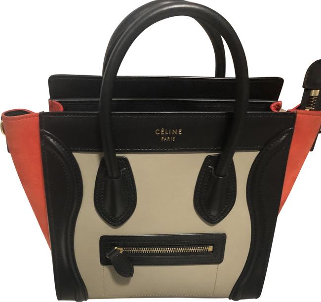 Celine Tote Luggage Calfskin Tricolor Nano Multicolor Leather Shoulder Bag