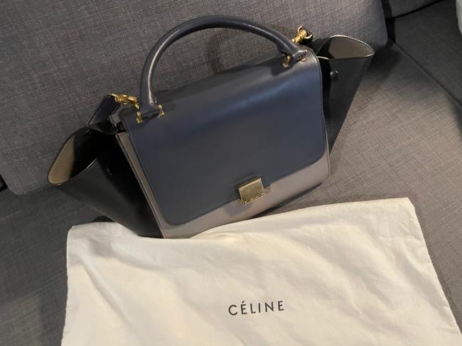 Celine Trapeze Blue Leather Shoulder Bag