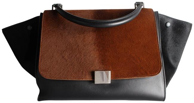 Celine Trapeze Brown Print Calf Hair Tote