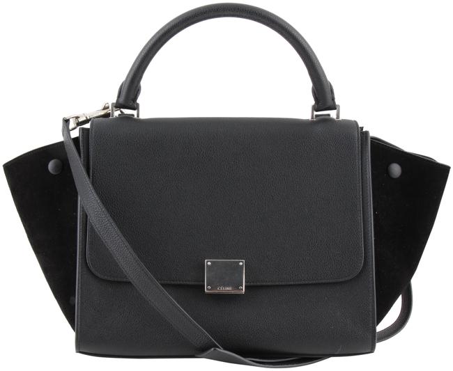 Celine Trapeze CalfskinSuede Mini Black Leather Shoulder Bag