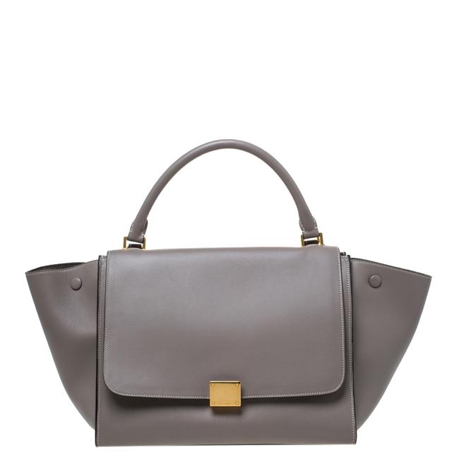 Celine Trapeze Grey Leather Medium Bag Wristlet