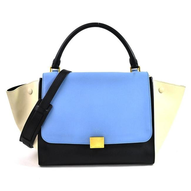Celine Trapeze Handbag 2way Ladies BlackBlueOff white Leather Shoulder Bag