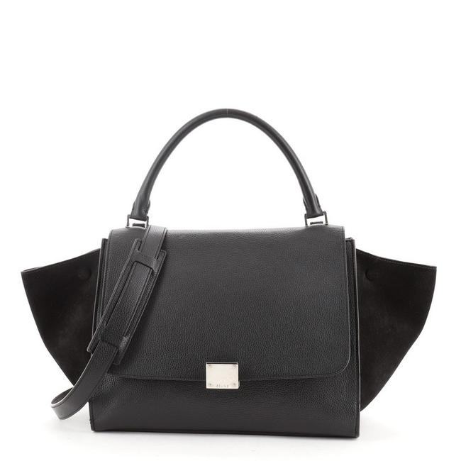 Celine Trapeze Large Black Leather Shoulder Bag