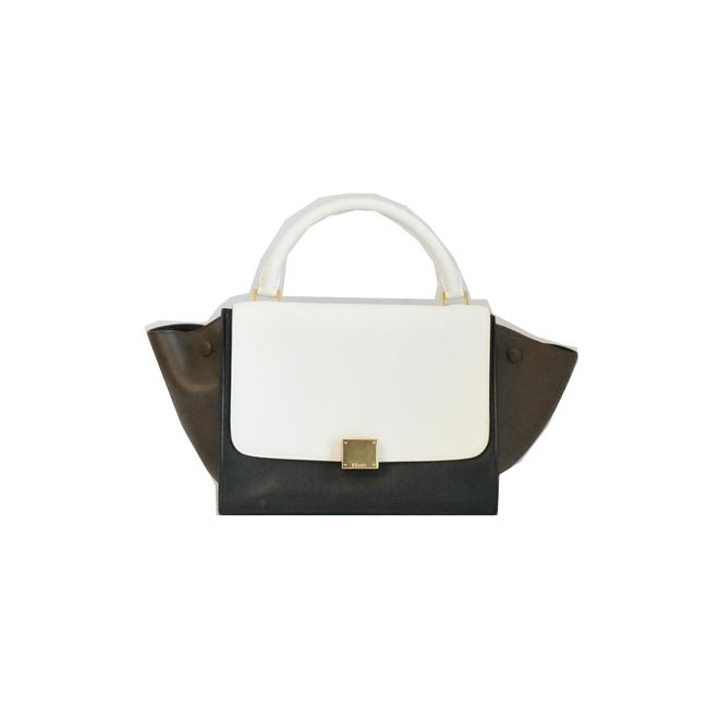 Celine Trapeze Leather White Black Brown Shoulder Bag