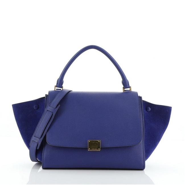 Celine Trapeze Medium Blue Leather Shoulder Bag