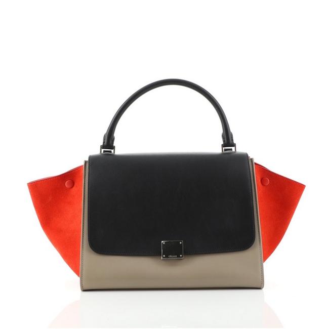Celine Trapeze Medium Blue Orange Leather Tote