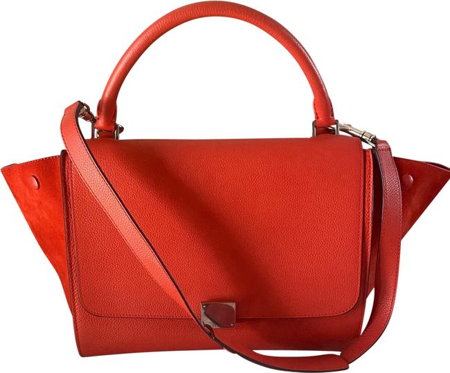 Celine Trapeze Medium Orange Leather Shoulder Bag