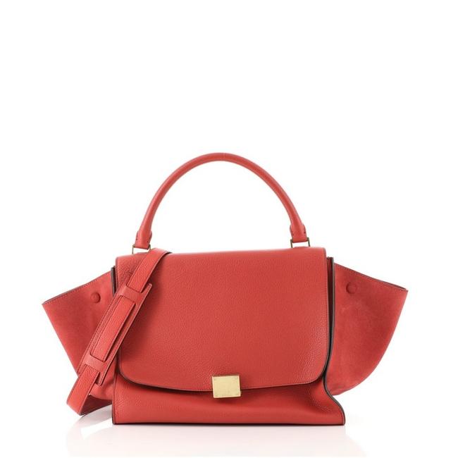 Celine Trapeze Medium Red Leather Tote