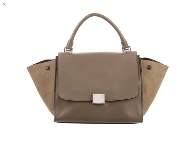 Celine Trapeze Medium Taupe Genuine Leather Shoulder Bag