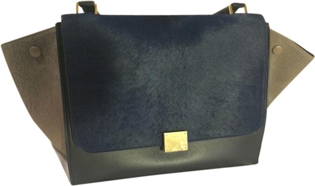 Celine Trapeze Royal Blue Black Shoulder Bag