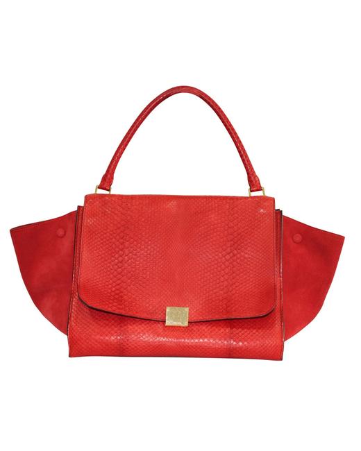 Celine Trapeze Red Python Bag pre Owned Condition Excellent U Tote