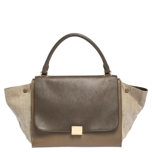 Celine Trapeze Tri Color Leather and Canvas Medium Bag Wristlet