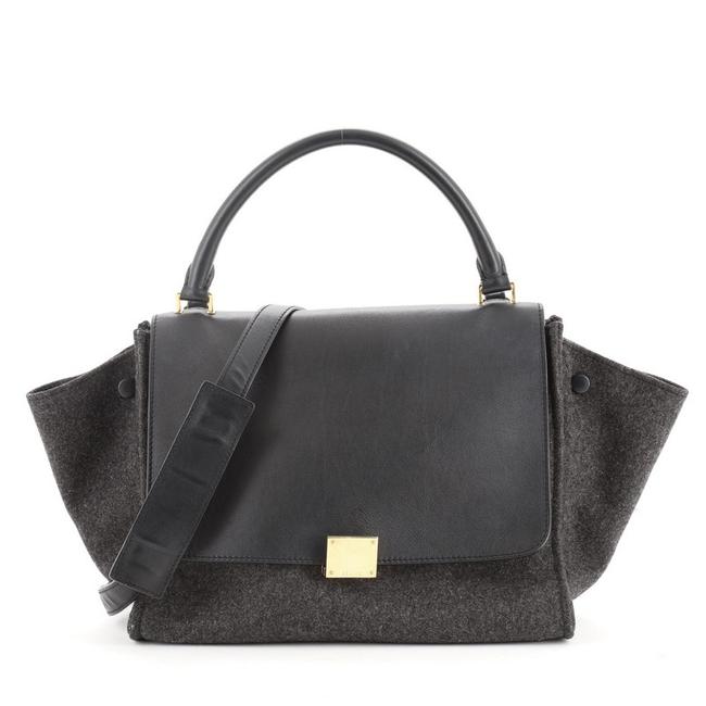 Celine Trapeze Tricolor and Medium Gray Leather Felt Shoulder Bag