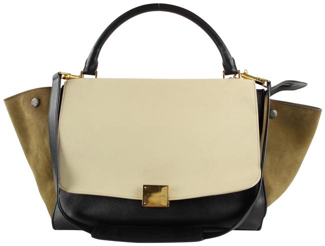 Celine Trapeze Tricolor Beige Olive 2way 8cel1211 Khaki Leather Shoulder Bag