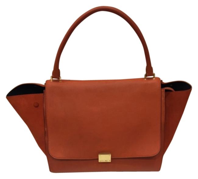 Celine Trapeze Vermillon Calfskin and Suede Shoulder Bag