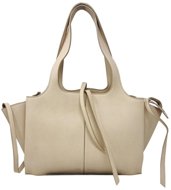 Celine Tri Fold Beige Calfskin Leather Tote