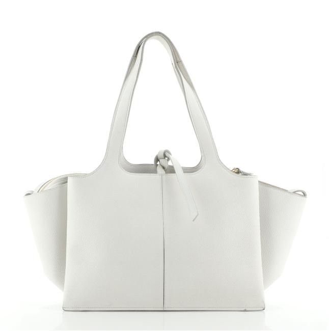 Celine Tri Fold Grained Calfskin Small White Leather Shoulder Bag