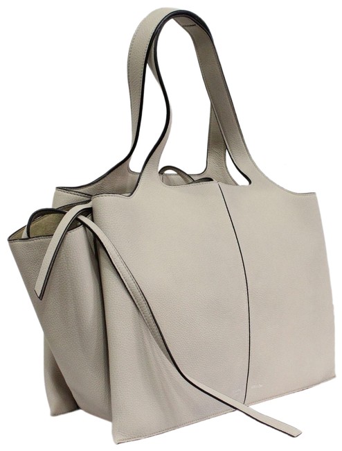 Celine Tri Fold Light Beige Nude Calfskin Leather Shoulder Bag