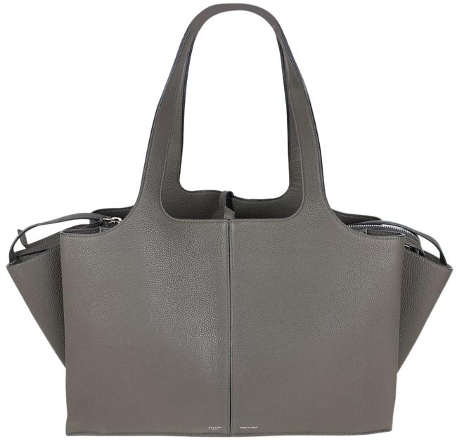 Celine Tri Fold New Gray Calfskin Leather Tote