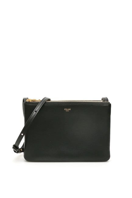 Celine Trio Cr Black Leather Shoulder Bag
