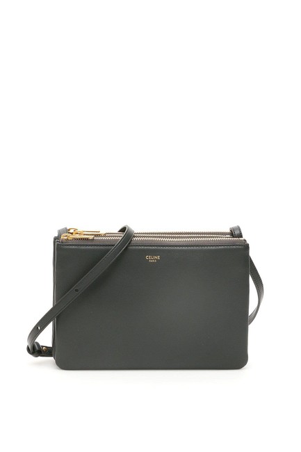 Celine Trio Cr Dark Gray Leather Shoulder Bag